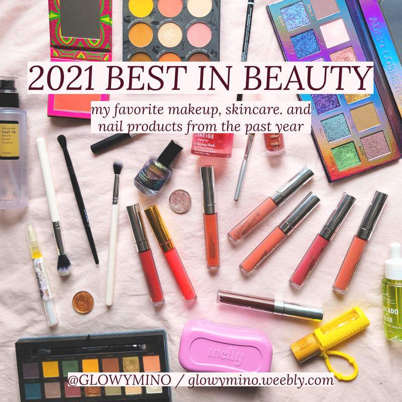 2021 Best in Beauty: my favorite makeup, skincare, and nail products from the past year [flatlay of those products]