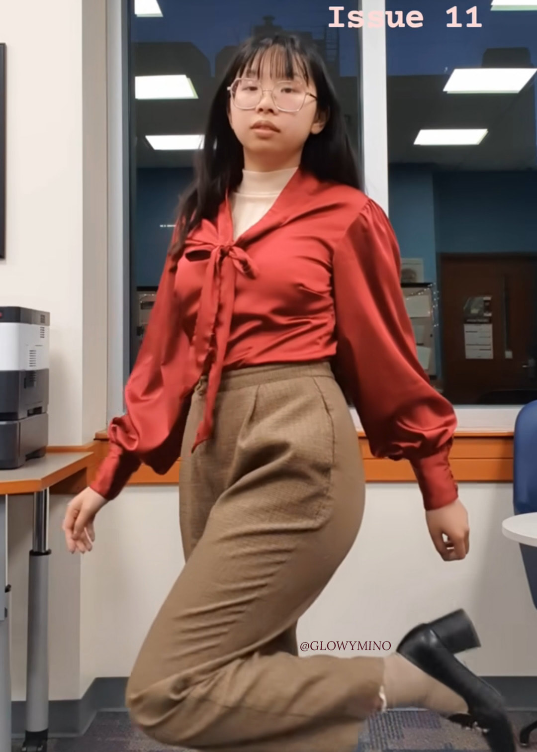 Screenshot from the Instagram Reel showing issue 11's second outfit, which was in response to the dress code 