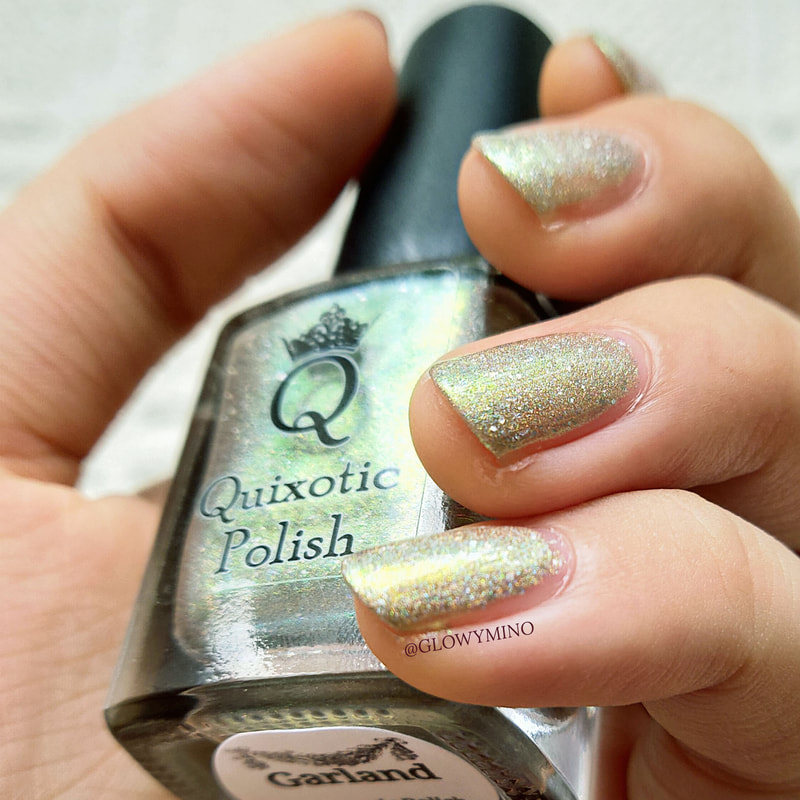 Picture of the Quixotic Polish nail polish in the shade Garland using 1 coat of the Seche Vite top coat